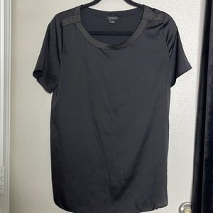 Nwot Anne Taylor Black Crewneck Blouse | Size M